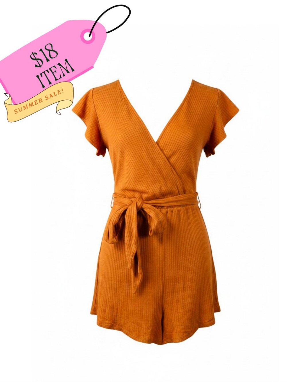 O'NEILL Wrap Design Orange V-Neck Romper